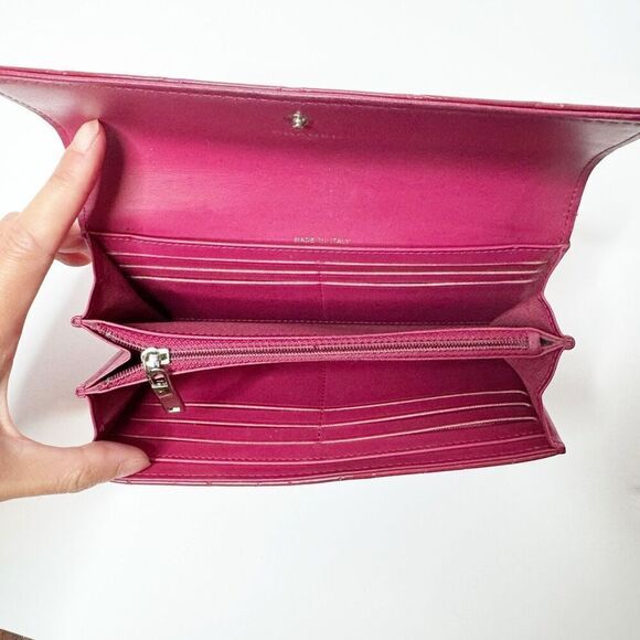 Chanel Matelasse Long Wallet in a Raspberry Red Bordeaux Patent Leather - Picture 10 of 12